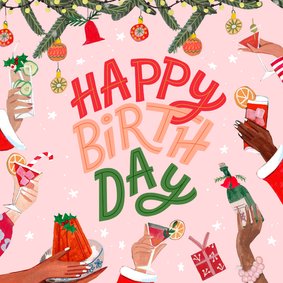 Verjaardagskaart feestelijke cocktails