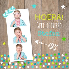 Verjaardagskaart fotocollage jongen confetti