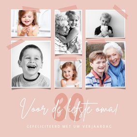 Verjaardagskaart fotocollage stijlvol oma gefeliciteerd