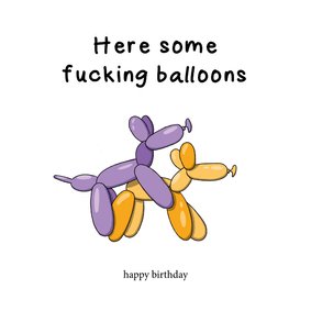 Verjaardagskaart gefeliciteerd fucking balloons kaart