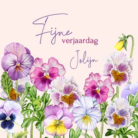 Verjaardagskaart gekleurde viooltjes