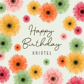 Verjaardagskaart gerbera bloemen kleurrijk happy birthday