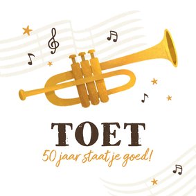Verjaardagskaart grappig trompet toet gefeliciteerd muziek