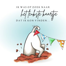 verjaardagskaart gravende hond