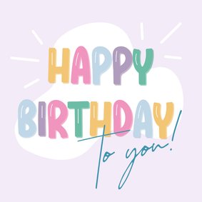 Verjaardagskaart happy birthday geïllustreerde ballonletters