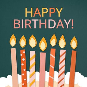 Verjaardagskaart Happy Birthday met kaarsen