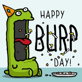 Verjaardagskaart Happy BURP-day