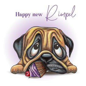 Verjaardagskaart happy new rimpel