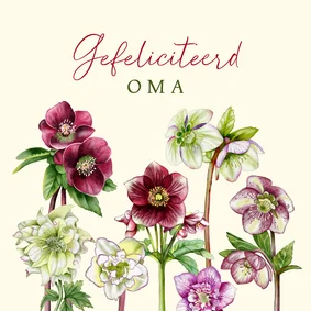 Verjaardagskaart helleborusbloemen
