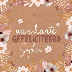 Verjaardagskaart herfstige bloemen jij bent jarig