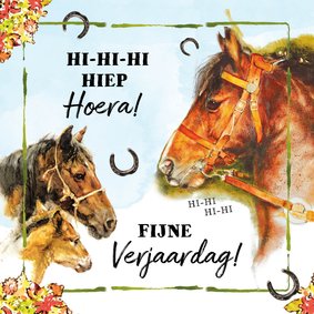 Verjaardagskaart hinnikend paard