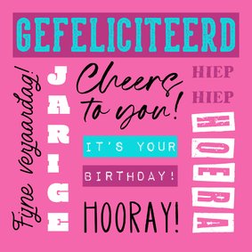 Verjaardagskaart hip typografisch modern happy birthday