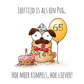 Verjaardagskaart hond - Leeftijd is als een pug