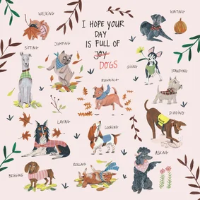 Verjaardagskaart honden illustratie liefde
