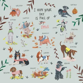 Verjaardagskaart honden liefde illustratie