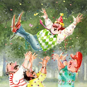 Verjaardagskaart hoog in de lucht