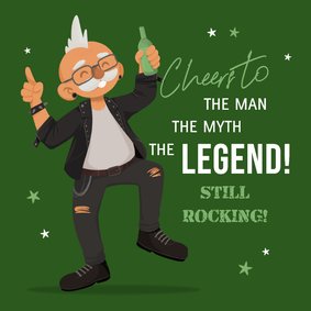 Verjaardagskaart humor oude man still rocking cartoon