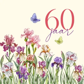 Verjaardagskaart irisbloemen