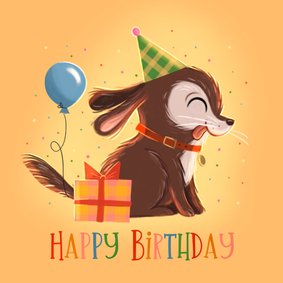 Verjaardagskaart jarige kleine puppy