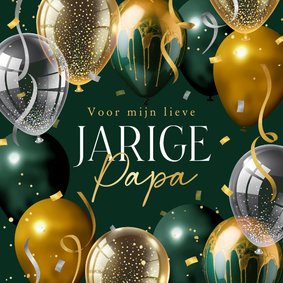 Verjaardagskaart jarige papa ballonnen confetti slingers