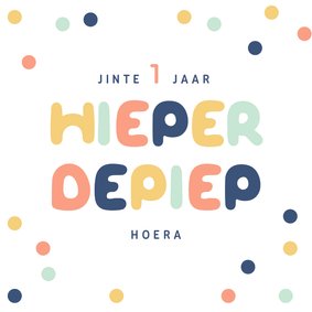 Verjaardagskaart kind 1 jaar meisje confetti hieperdepiep