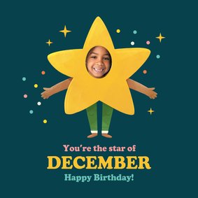 Verjaardagskaart kind 'you're the star december' birthday