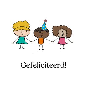 Verjaardagskaart: kinderen met een hoedje