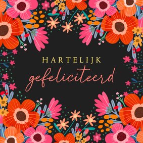  Verjaardagskaart kleuren bom aan bloemen vierkant