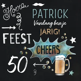 Verjaardagskaart krijtbord bier