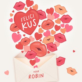 Verjaardagskaart kus hart enveloppe