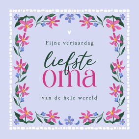Verjaardagskaart liefste oma bloemen waterverf
