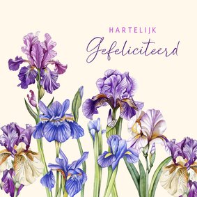Verjaardagskaart lissebloemen aquarel