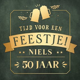 Verjaardagskaart met biertjes, naam & leeftijd voor een man 