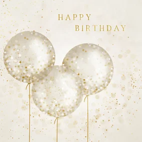 Verjaardagskaart met confetti ballonnen 