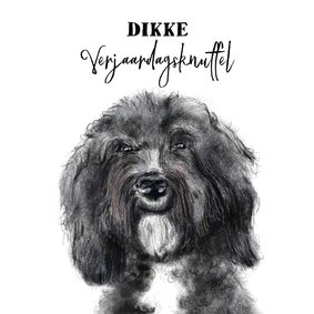 Verjaardagskaart met een tekening van een hond 