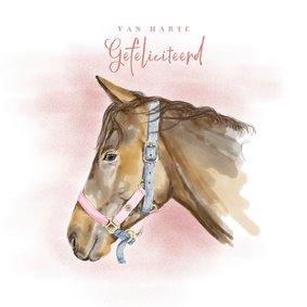 Verjaardagskaart met een tekening van een paard