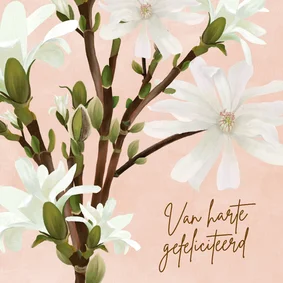 Verjaardagskaart met magnolia-bloemen