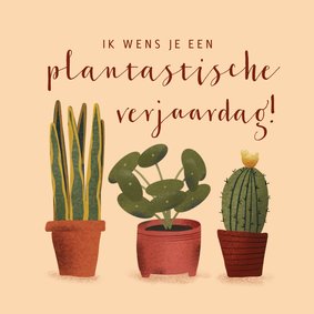 Verjaardagskaart met planten en humor