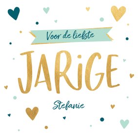 Verjaardagskaart met stippen en hartjes