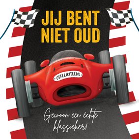 Verjaardagskaart met vintage raceauto