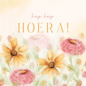 Verjaardagskaart met vrolijke kleurrijke bloemen