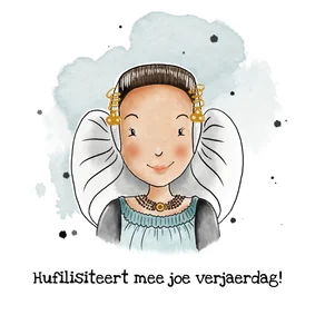 Verjaardagskaart met zeeuws meisje