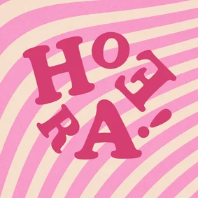 Verjaardagskaart modern hip groovy hoera roze