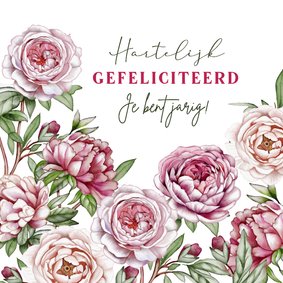 Verjaardagskaart mooie rozen