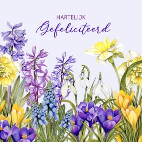 Verjaardagskaart mooie voorjaarsbloemen 