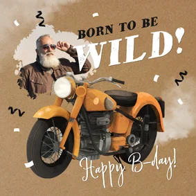 Verjaardagskaart motor motorrijder stoer born to be wild