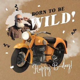 Verjaardagskaart motor motorrijder stoer born to be wild