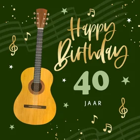 Verjaardagskaart muziek gitaar happy birthday