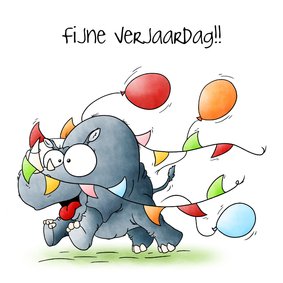 Verjaardagskaart neushoorn fijne verjaardag!