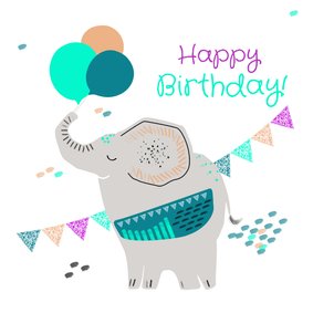 Verjaardagskaart olifant Happy Birthday